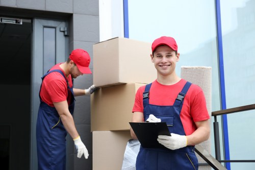 Removal truck and boxes for a residential relocation
